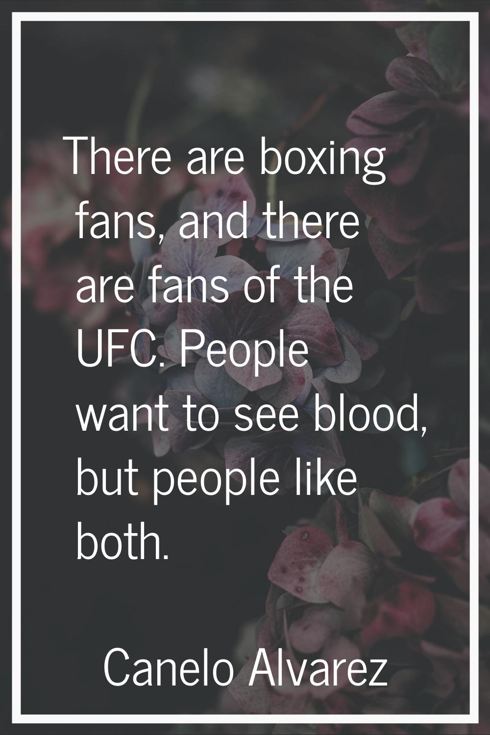 There are boxing fans, and there are fans of the UFC. People want to see blood, but people like bot
