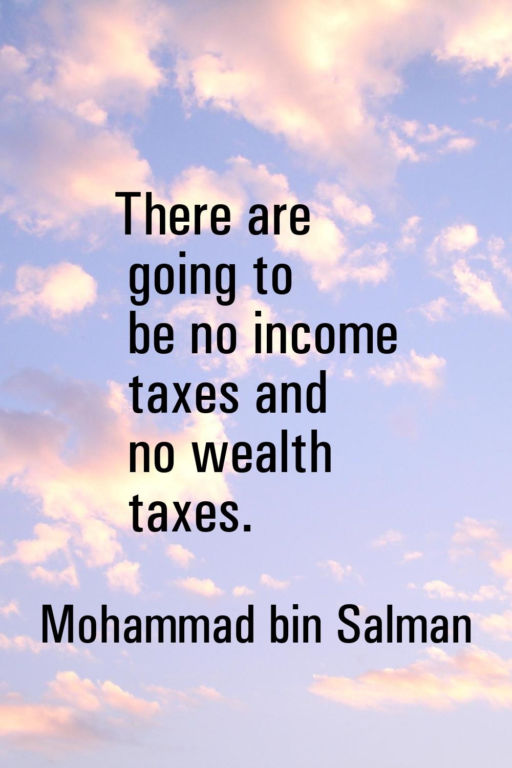 There are going to be no income taxes and no wealth taxes.