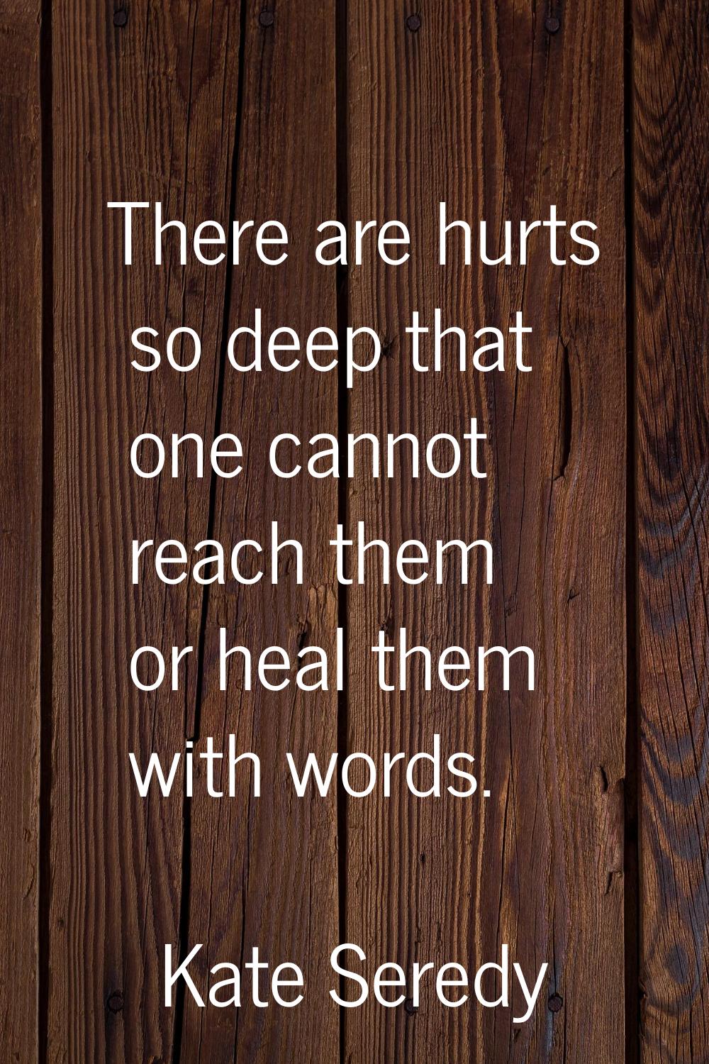 There are hurts so deep that one cannot reach them or heal them with words.