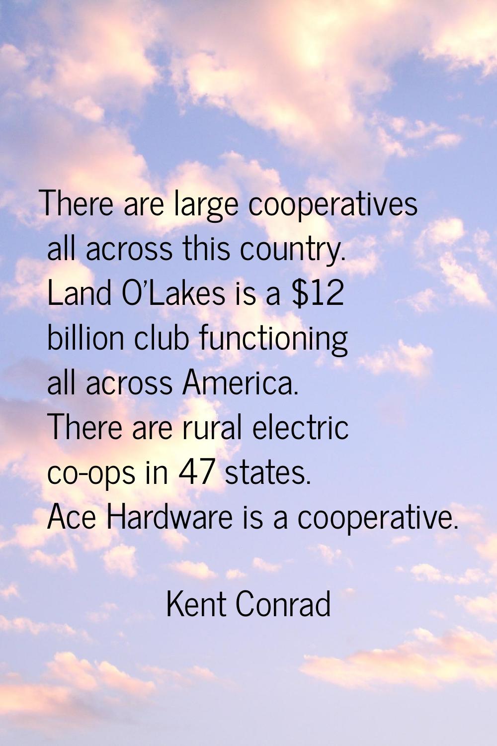 There are large cooperatives all across this country. Land O'Lakes is a $12 billion club functionin