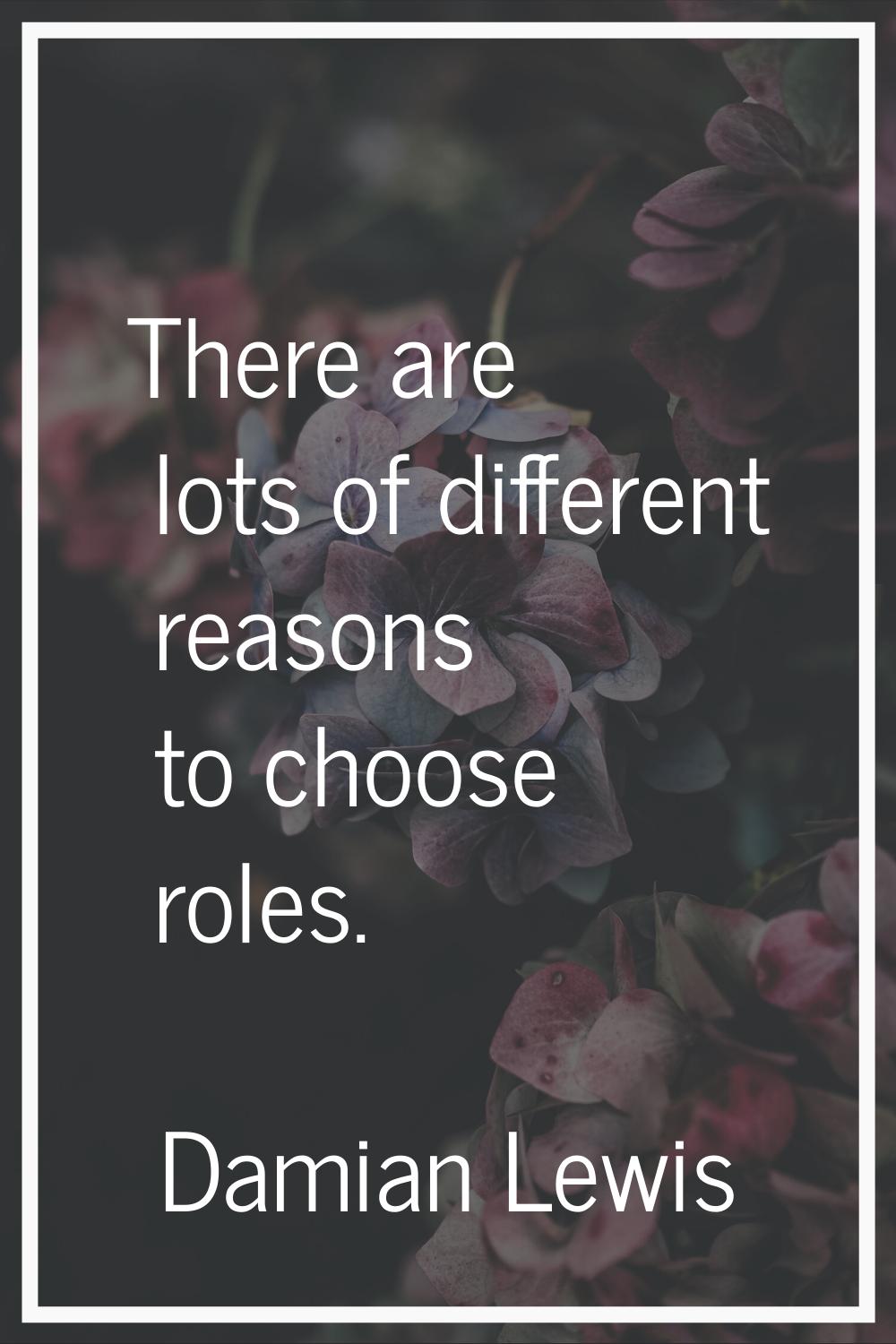 There are lots of different reasons to choose roles.