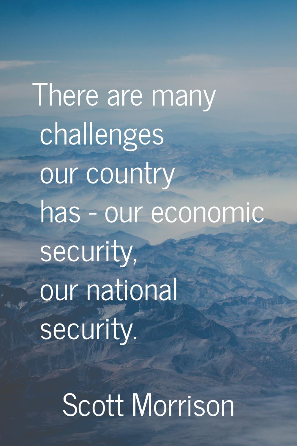 There are many challenges our country has - our economic security, our national security.