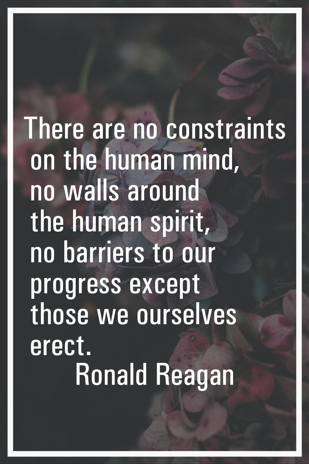 There are no constraints on the human mind, no walls around the human spirit, no barriers to our pr
