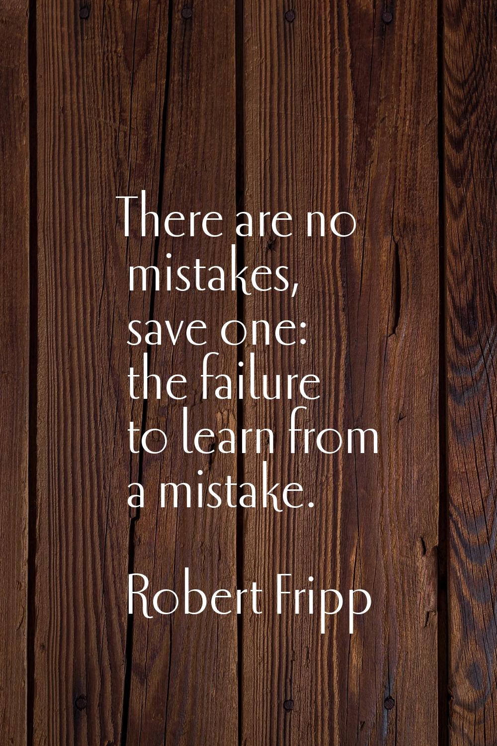 There are no mistakes, save one: the failure to learn from a mistake.