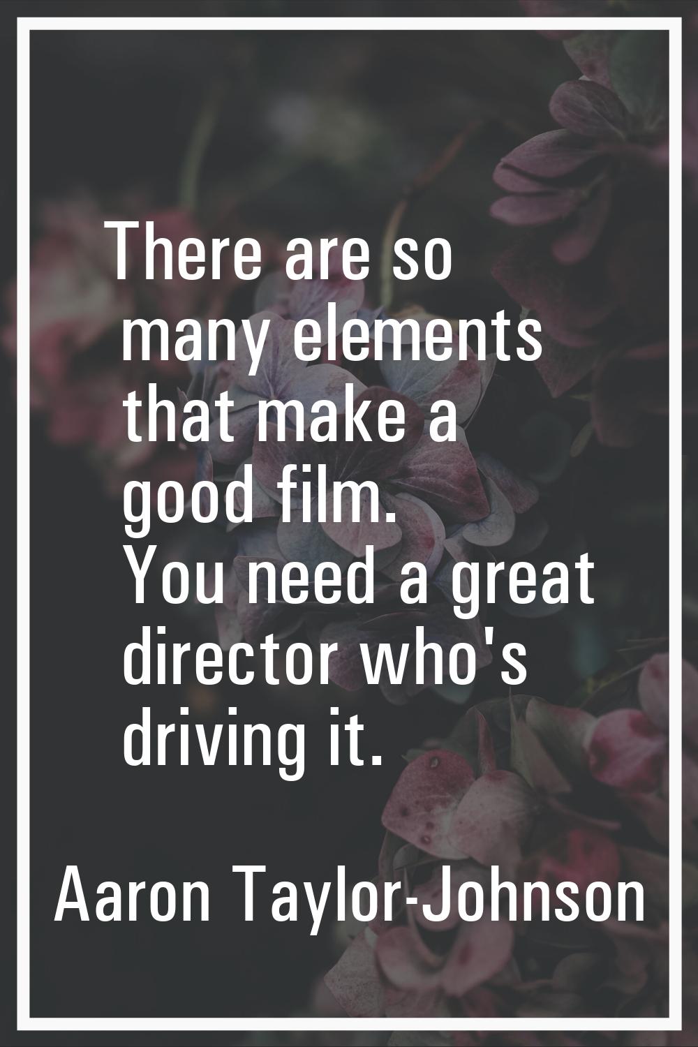 There are so many elements that make a good film. You need a great director who's driving it.