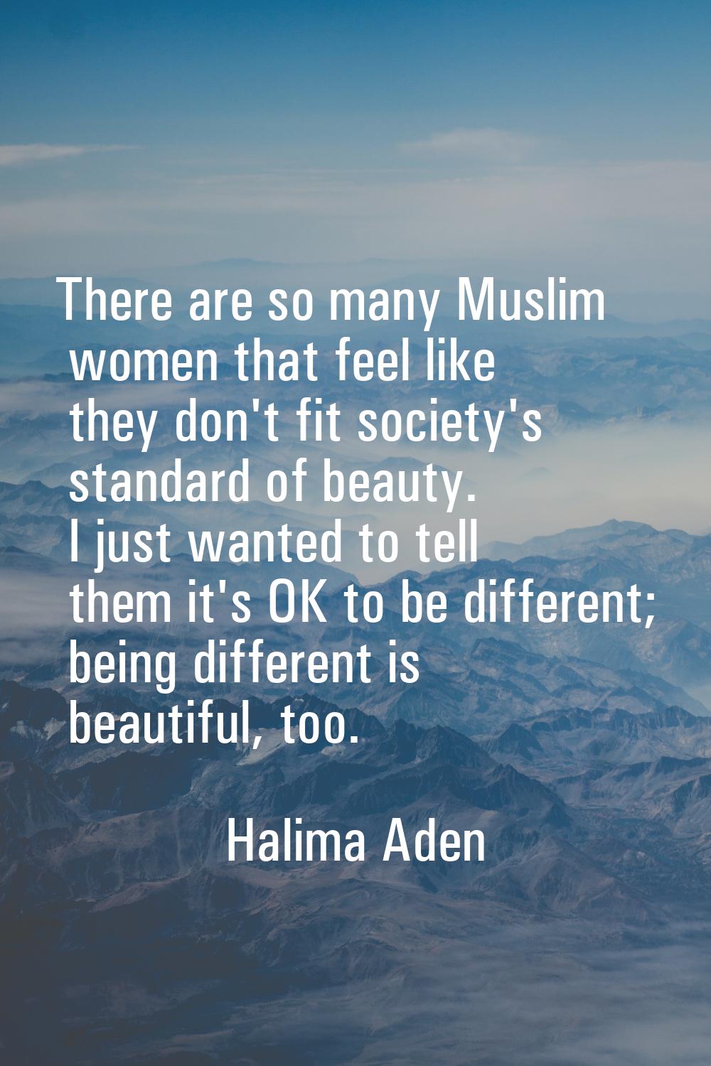 There are so many Muslim women that feel like they don't fit society's standard of beauty. I just w