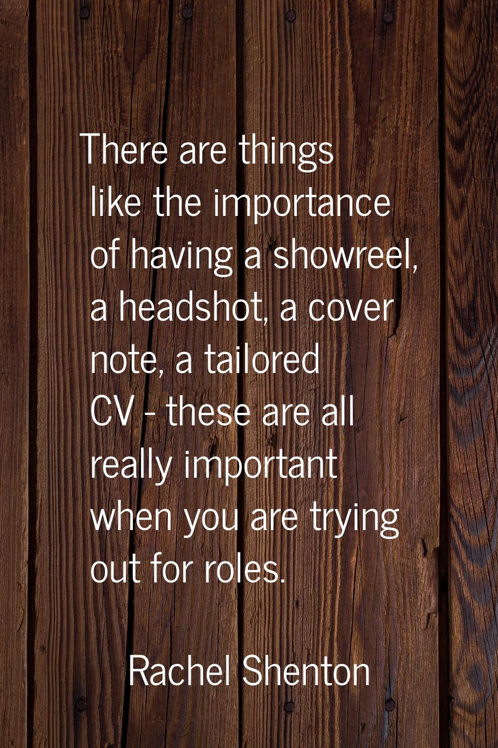 There are things like the importance of having a showreel, a headshot, a cover note, a tailored CV 