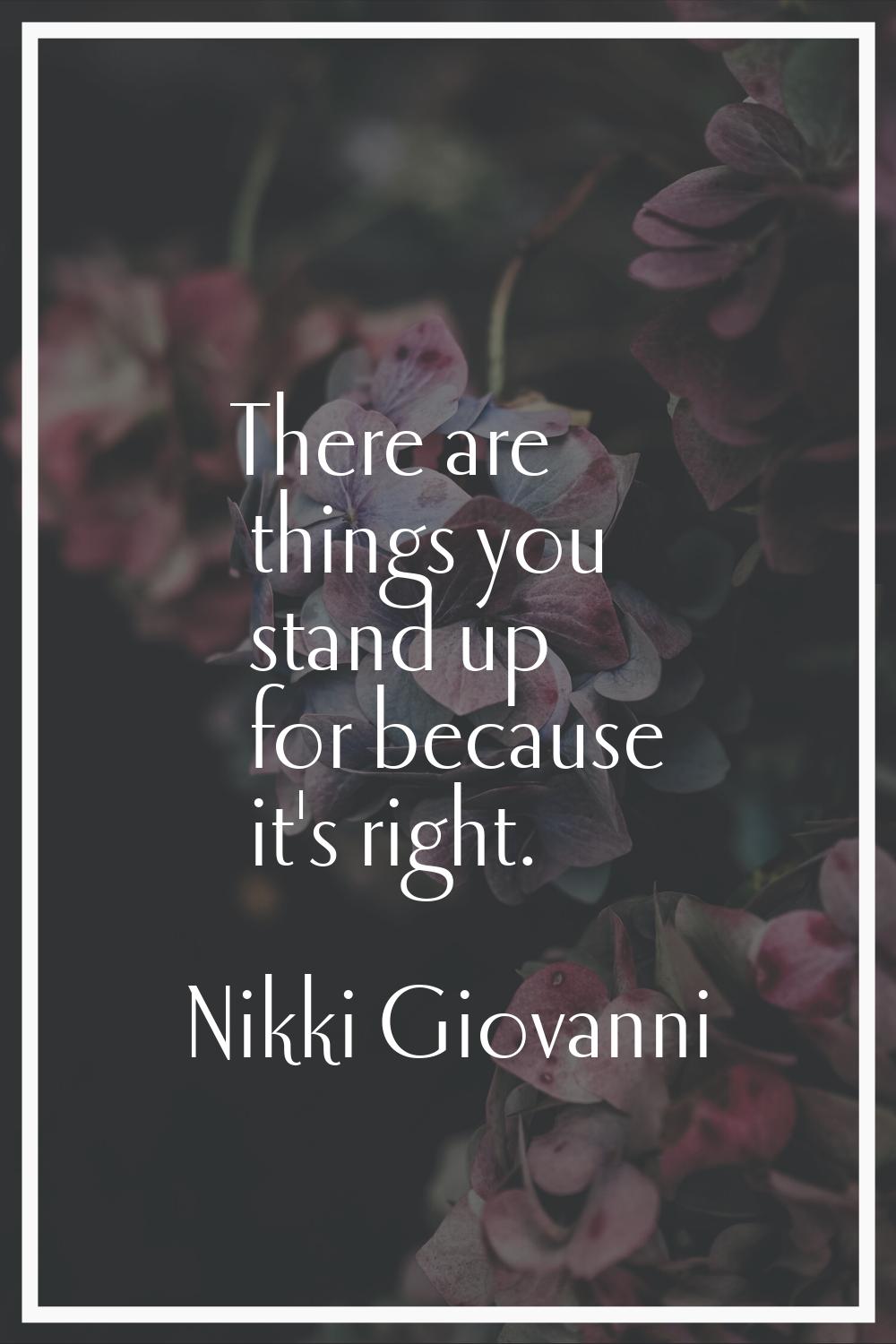 There are things you stand up for because it's right.
