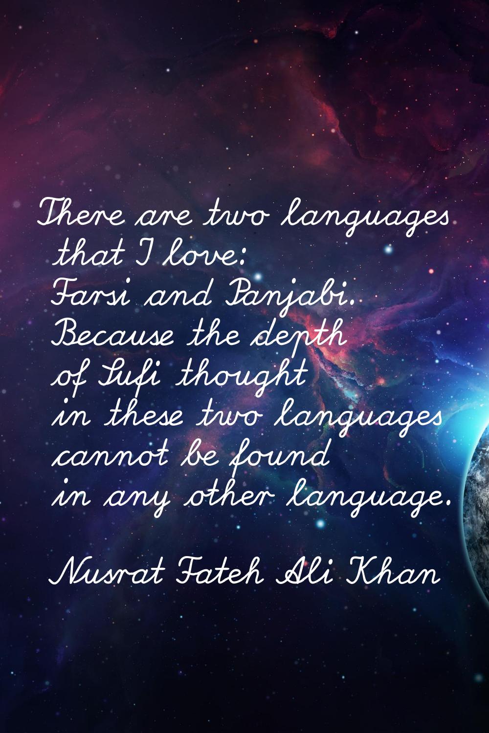 There are two languages that I love: Farsi and Panjabi. Because the depth of Sufi thought in these 