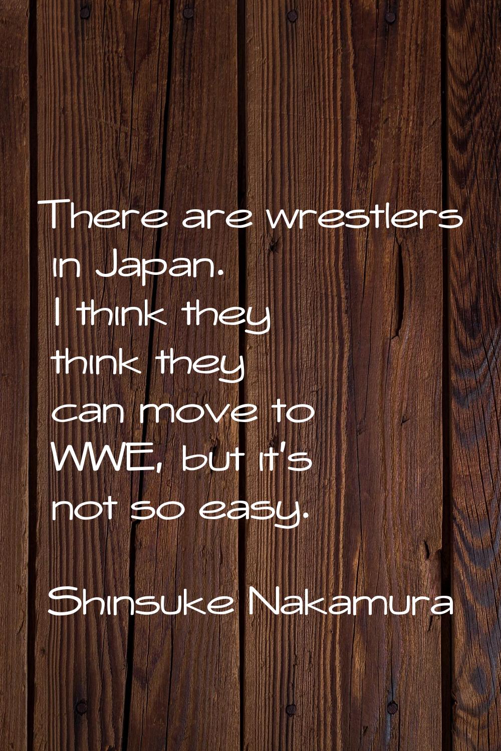 There are wrestlers in Japan. I think they think they can move to WWE, but it's not so easy.