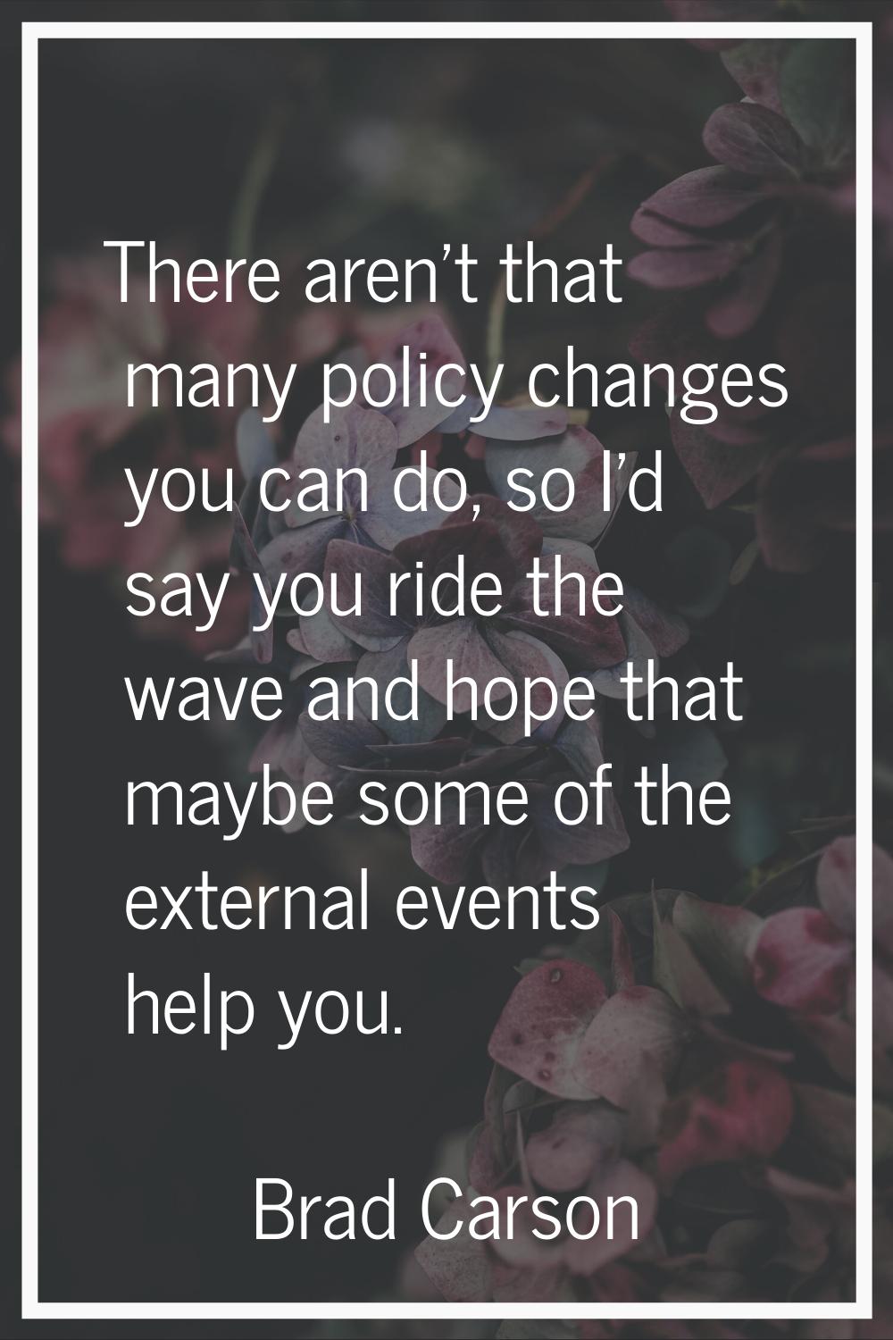 There aren't that many policy changes you can do, so I'd say you ride the wave and hope that maybe 