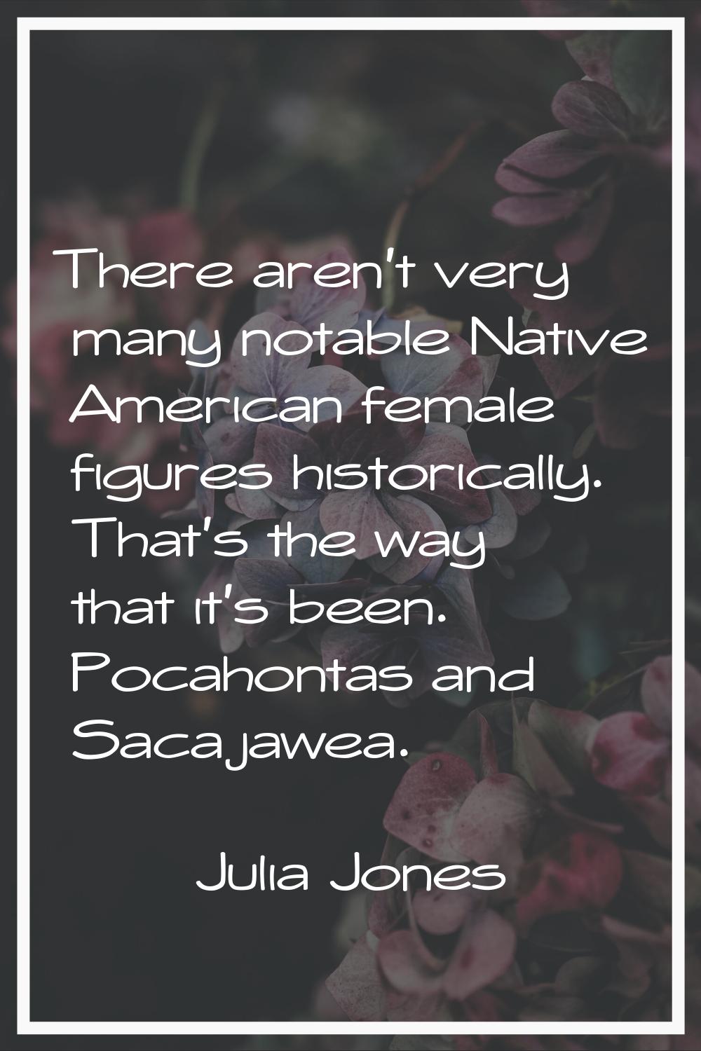 There aren't very many notable Native American female figures historically. That's the way that it'