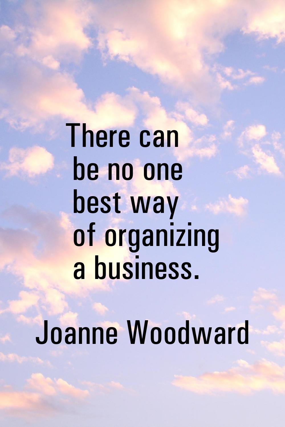 There can be no one best way of organizing a business.