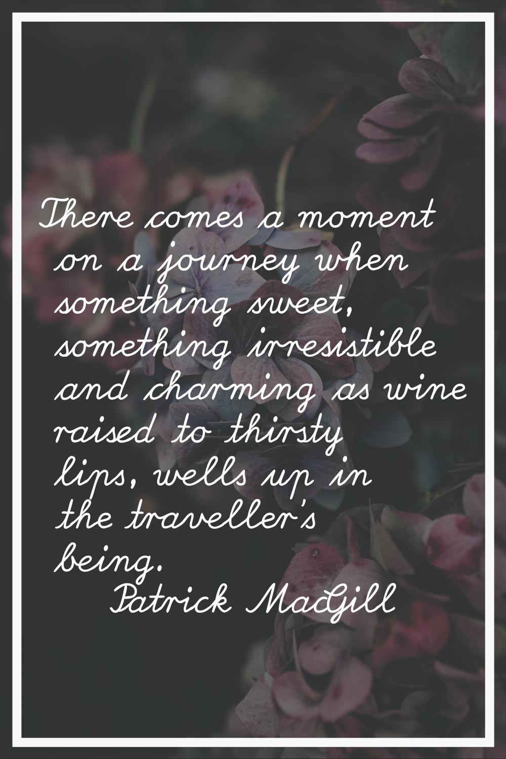 There comes a moment on a journey when something sweet, something irresistible and charming as wine
