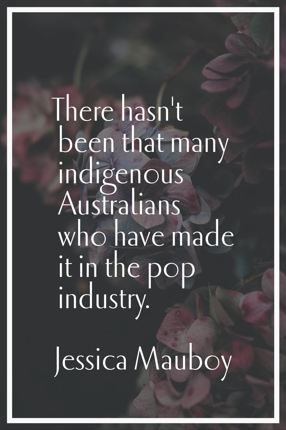 There hasn't been that many indigenous Australians who have made it in the pop industry.