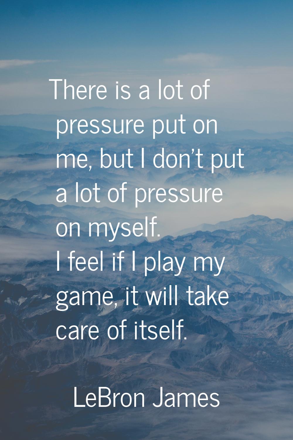 There is a lot of pressure put on me, but I don't put a lot of pressure on myself. I feel if I play