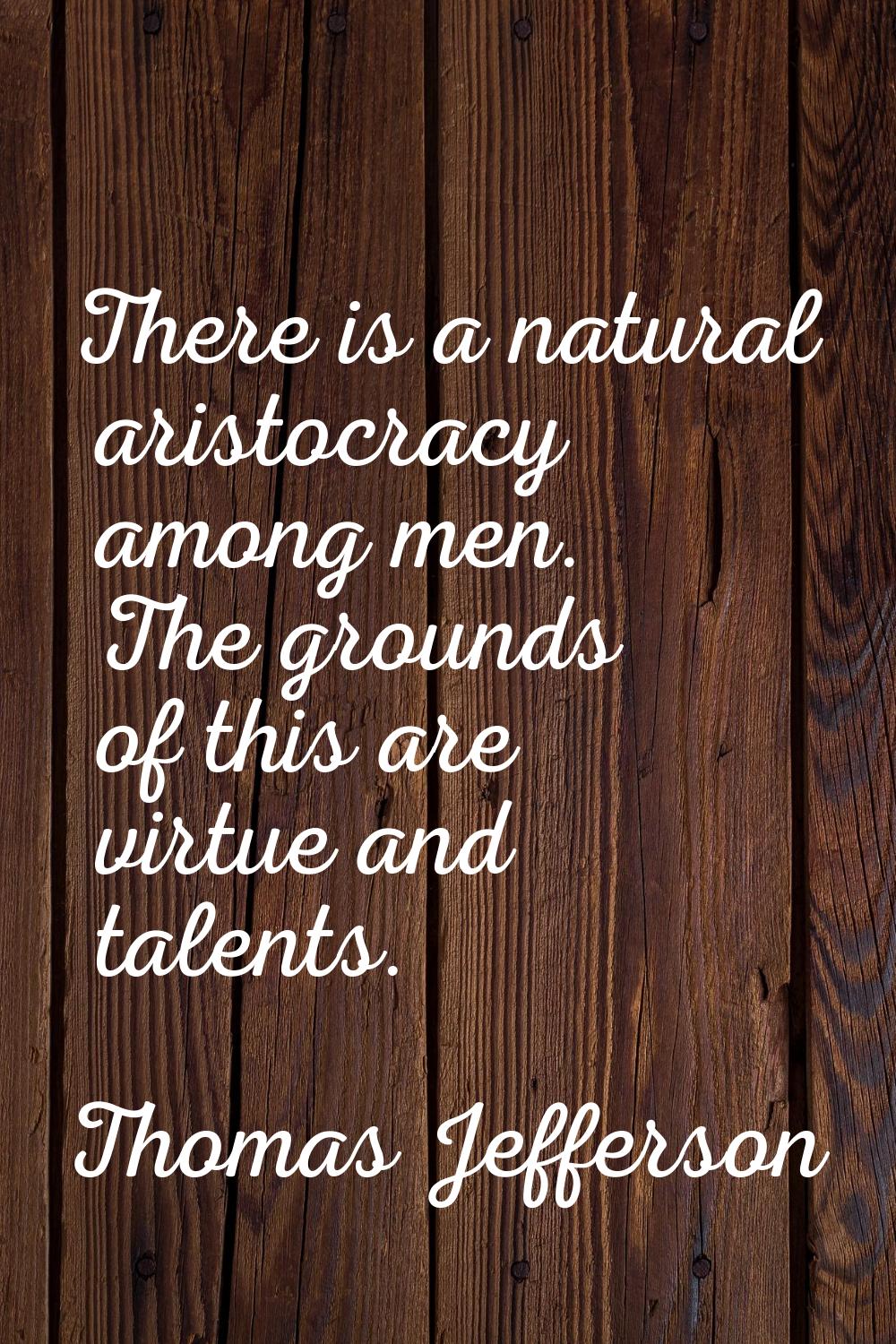There is a natural aristocracy among men. The grounds of this are virtue and talents.