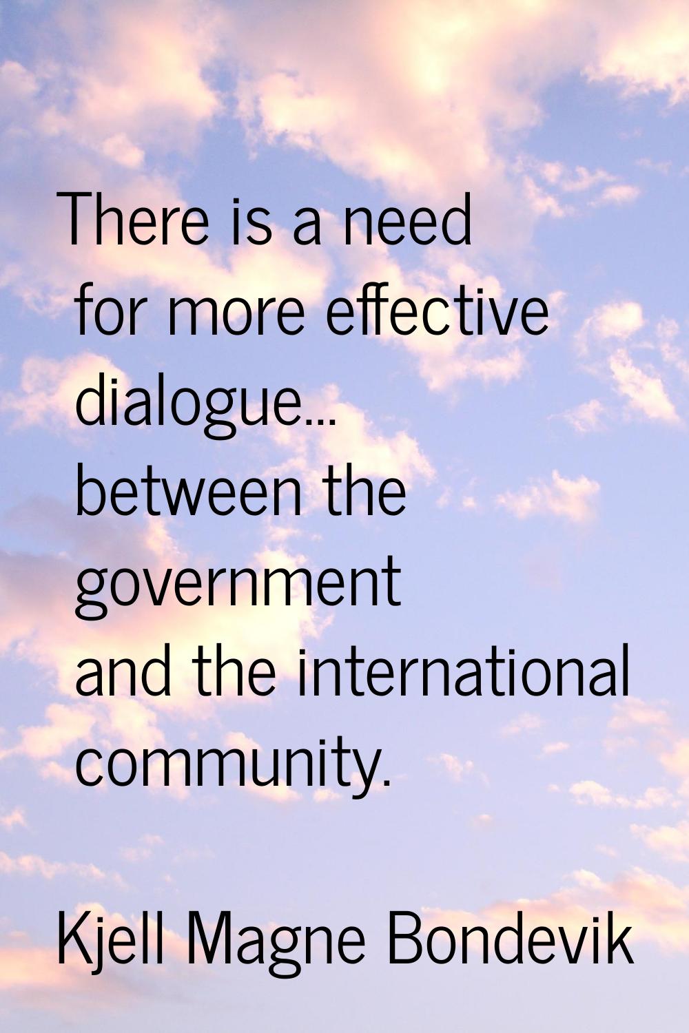 There is a need for more effective dialogue... between the government and the international communi