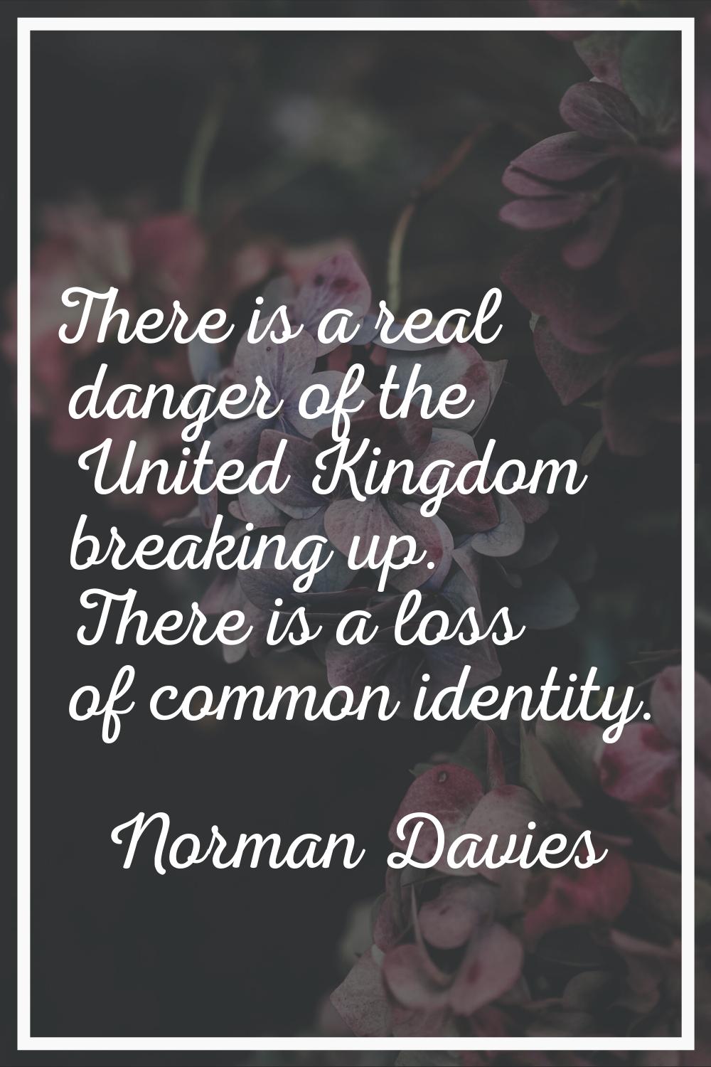 There is a real danger of the United Kingdom breaking up. There is a loss of common identity.