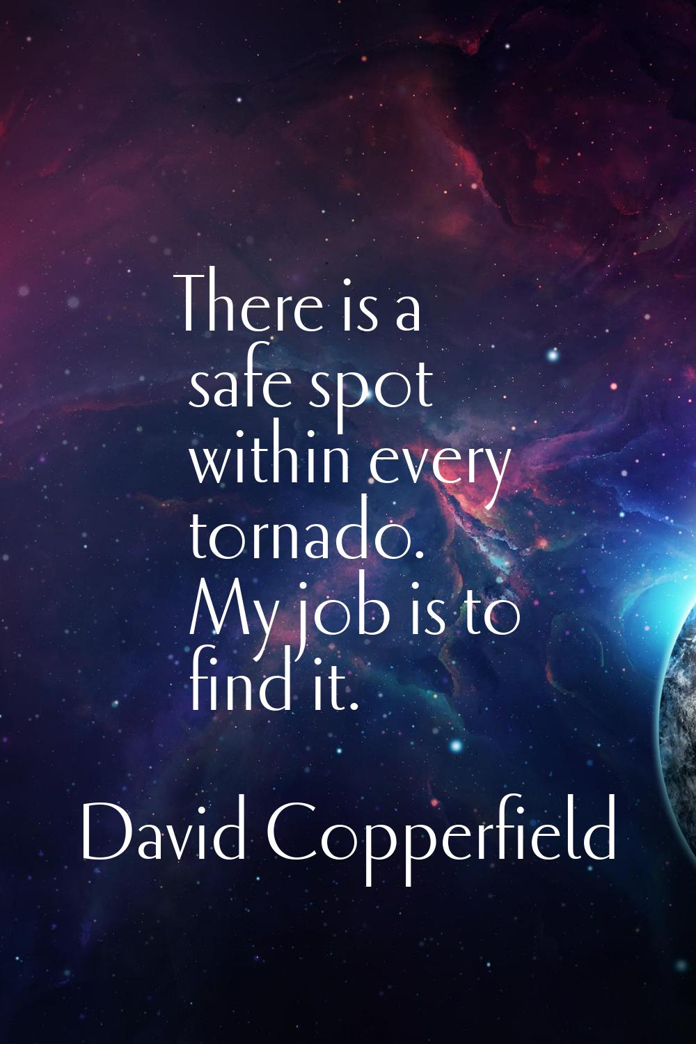 There is a safe spot within every tornado. My job is to find it.