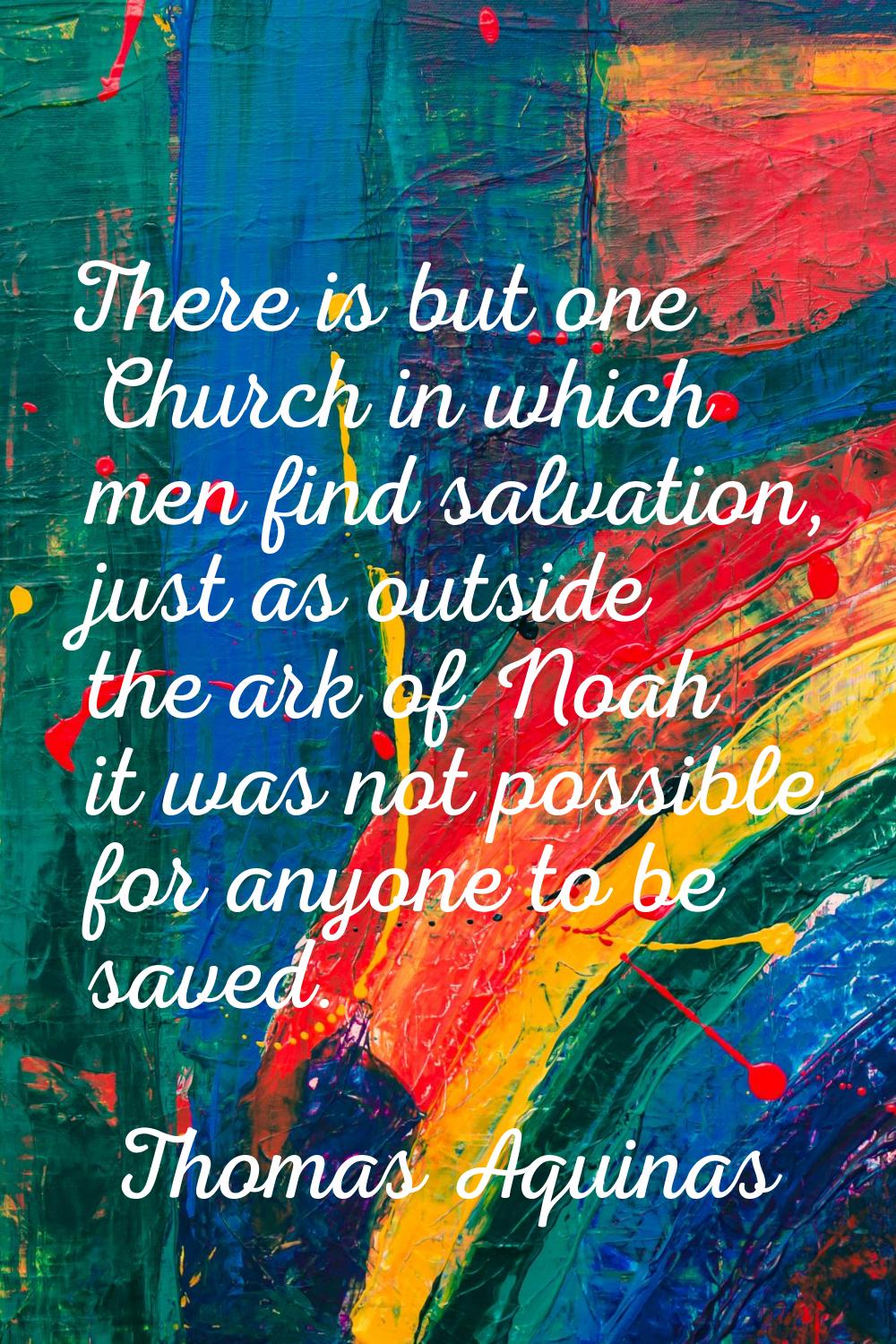 There is but one Church in which men find salvation, just as outside the ark of Noah it was not pos
