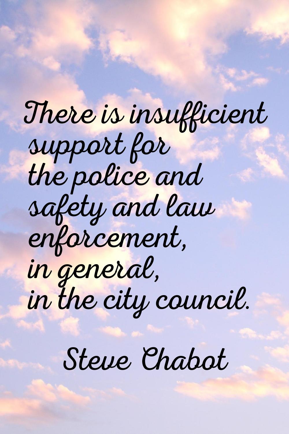There is insufficient support for the police and safety and law enforcement, in general, in the cit