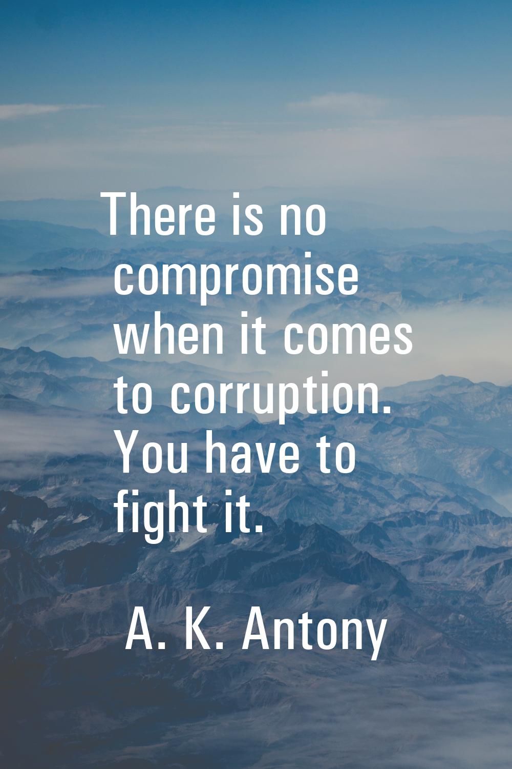 There is no compromise when it comes to corruption. You have to fight it.