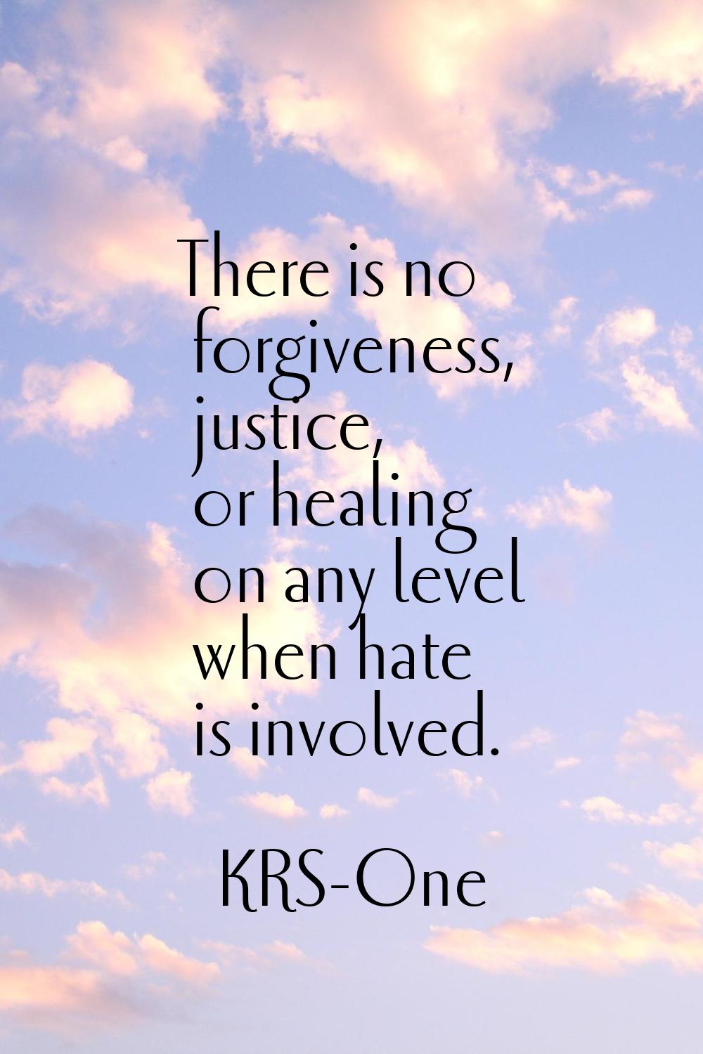 There is no forgiveness, justice, or healing on any level when hate is involved.