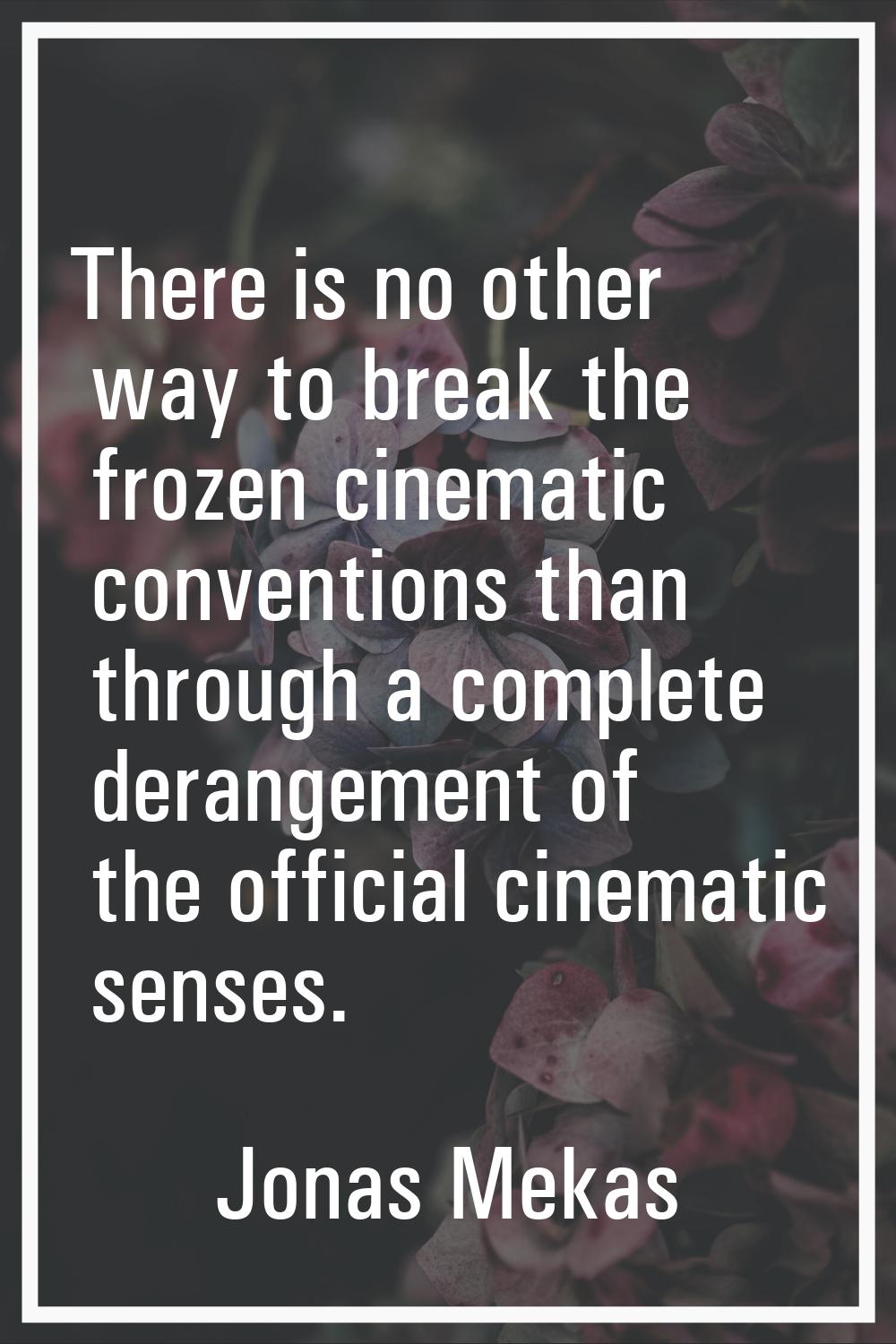 There is no other way to break the frozen cinematic conventions than through a complete derangement