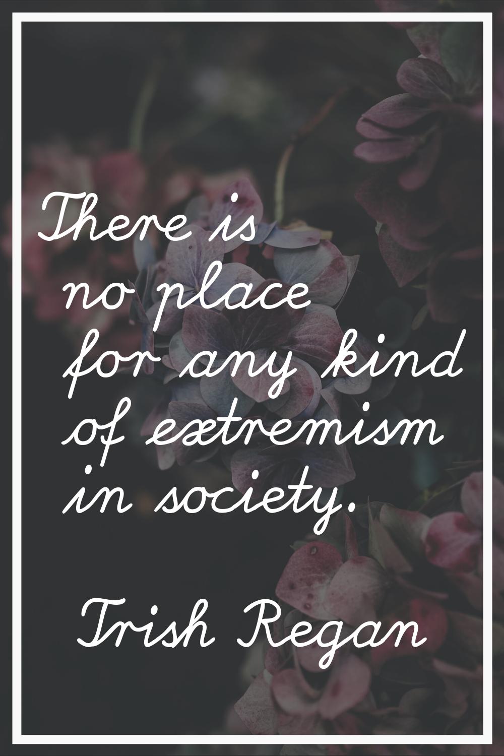 There is no place for any kind of extremism in society.