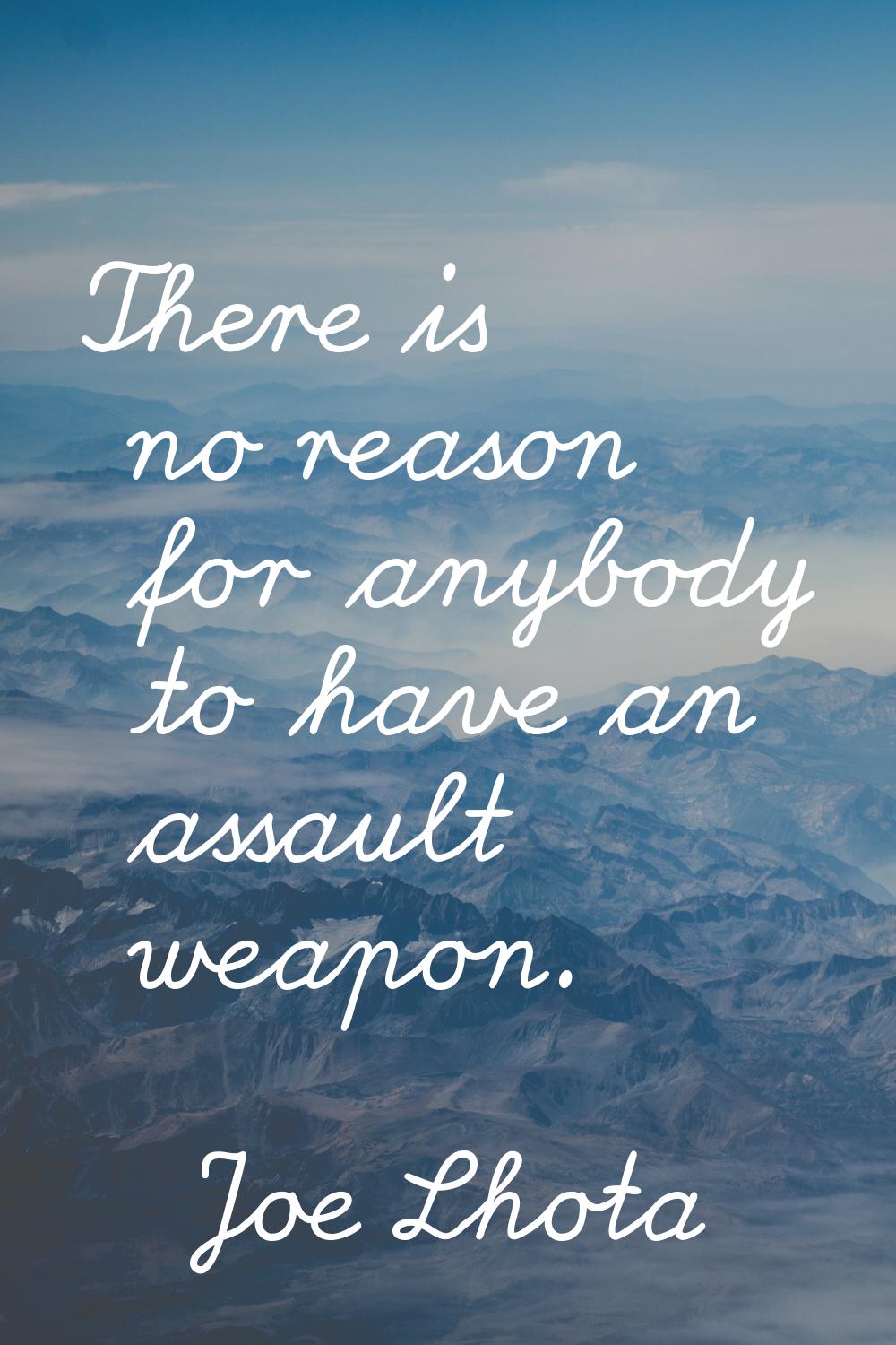 There is no reason for anybody to have an assault weapon.