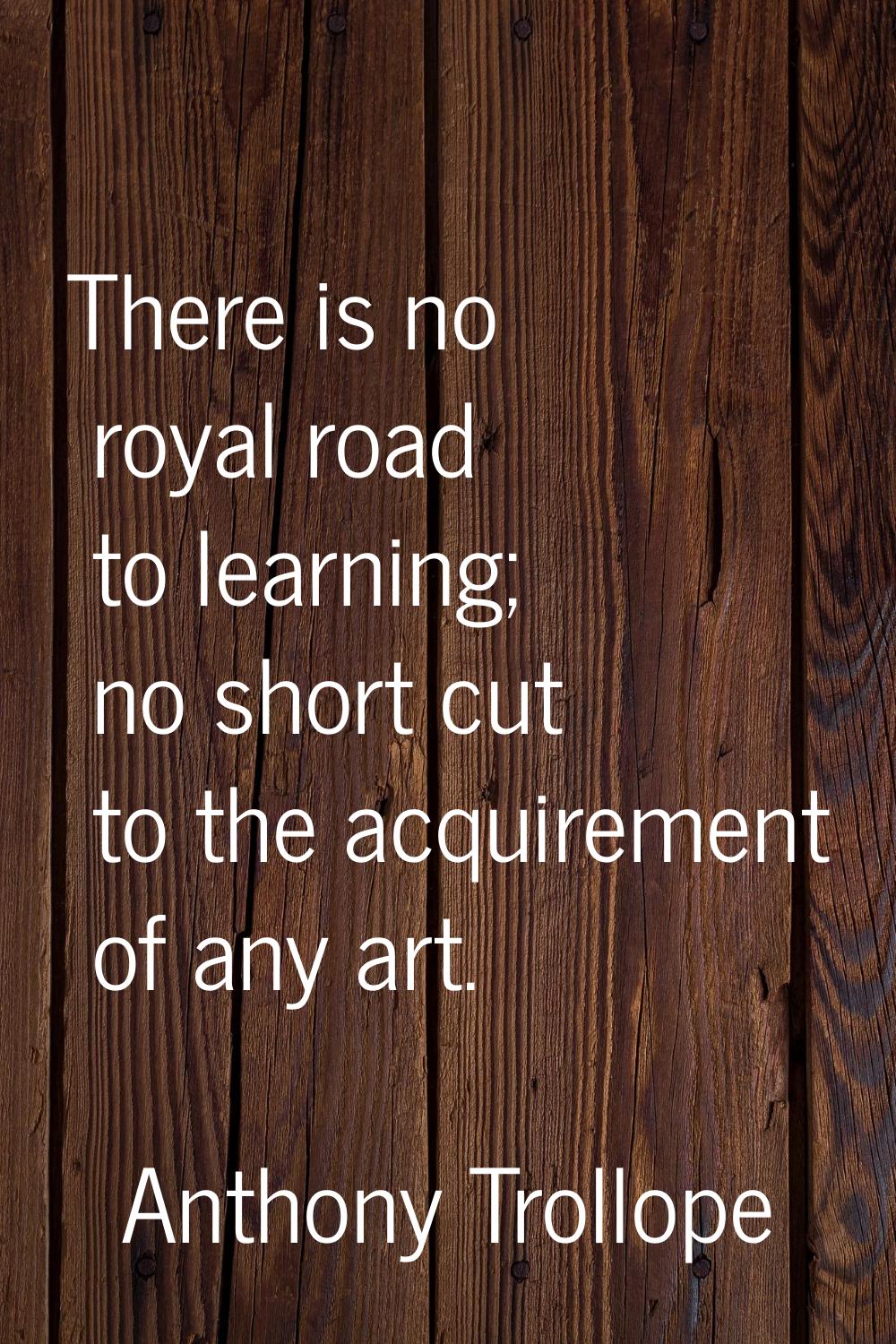 There is no royal road to learning; no short cut to the acquirement of any art.