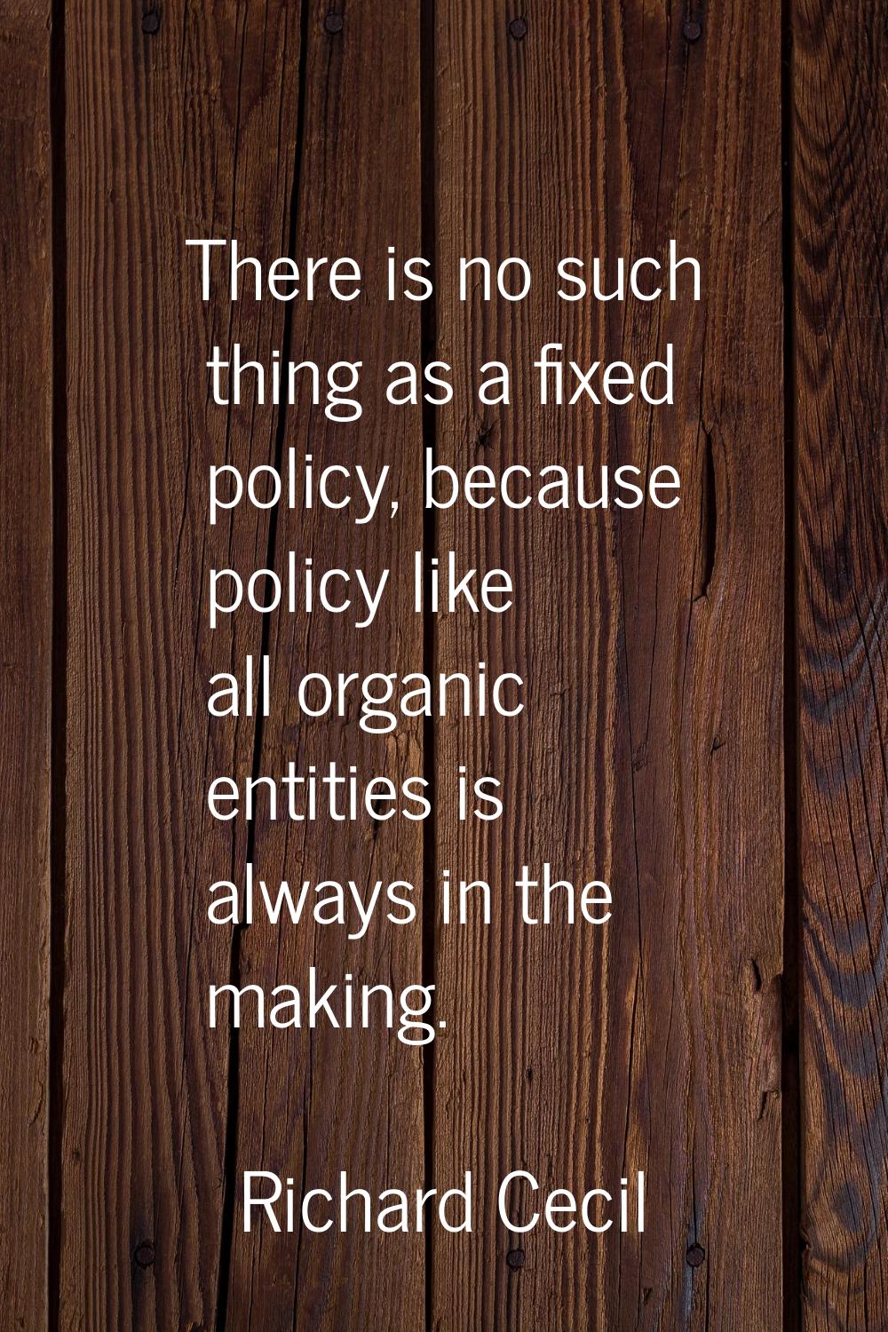 There is no such thing as a fixed policy, because policy like all organic entities is always in the