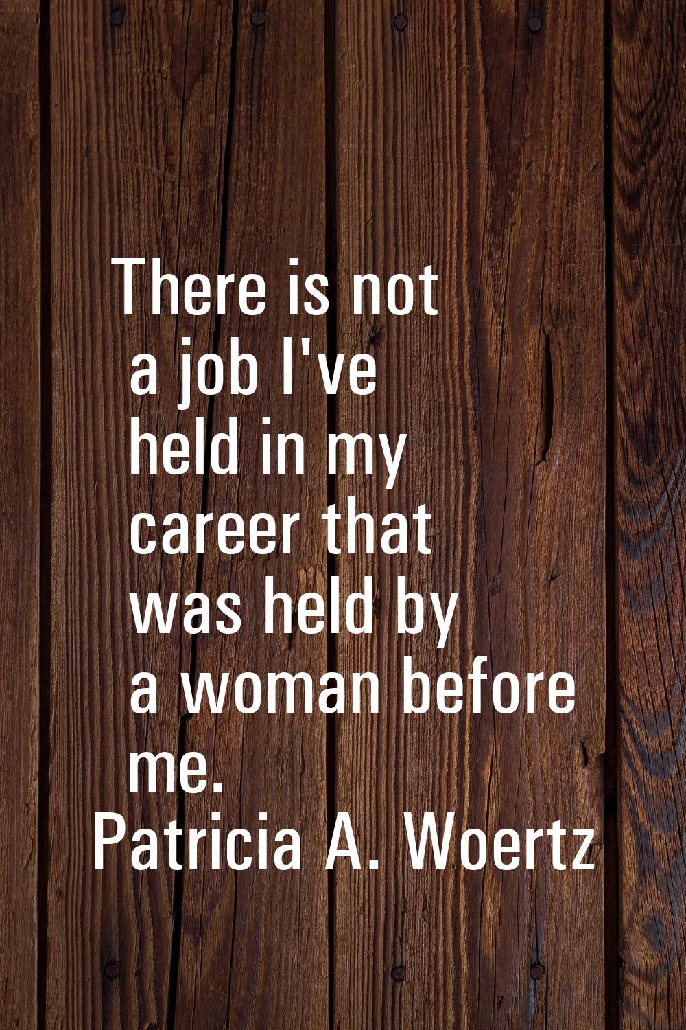 There is not a job I've held in my career that was held by a woman before me.