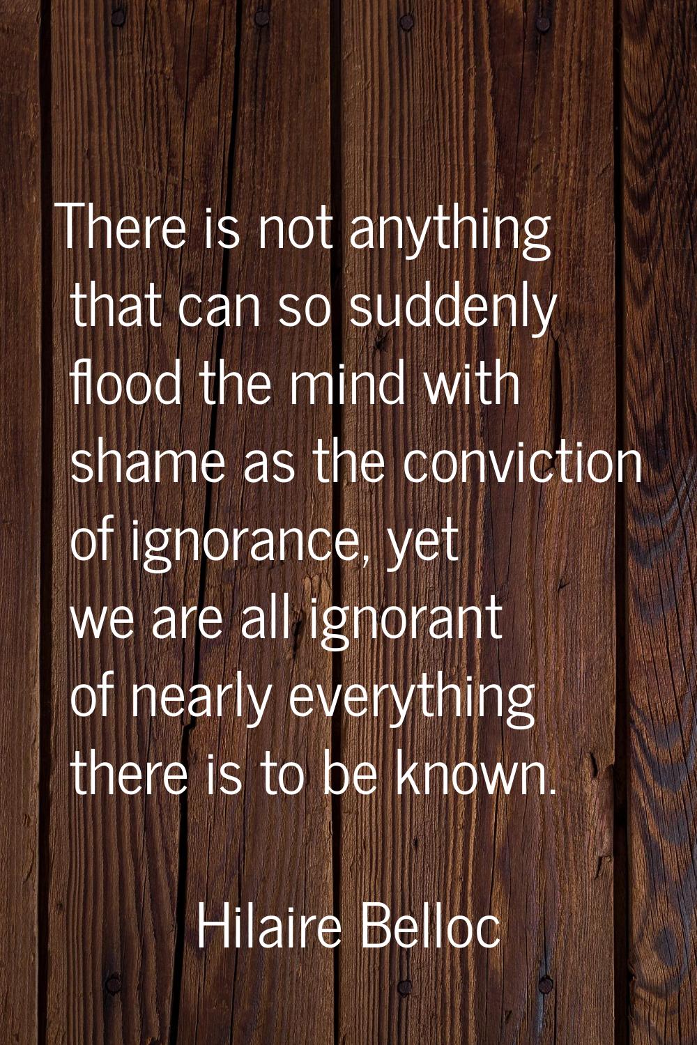 There is not anything that can so suddenly flood the mind with shame as the conviction of ignorance