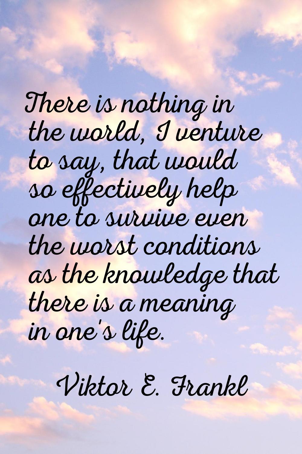There is nothing in the world, I venture to say, that would so effectively help one to survive even