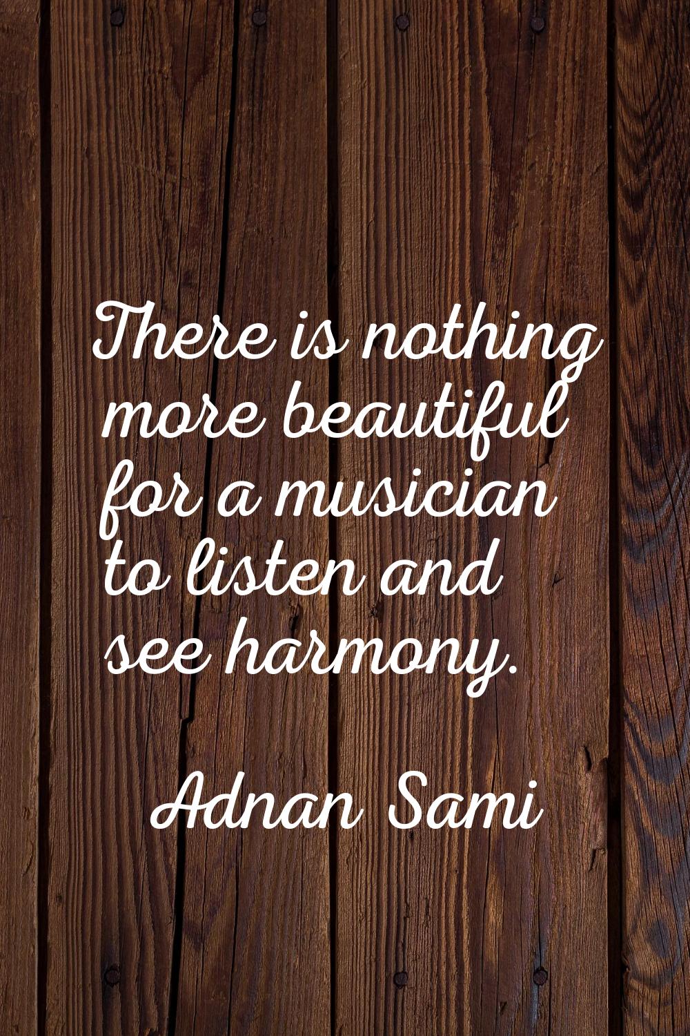 There is nothing more beautiful for a musician to listen and see harmony.