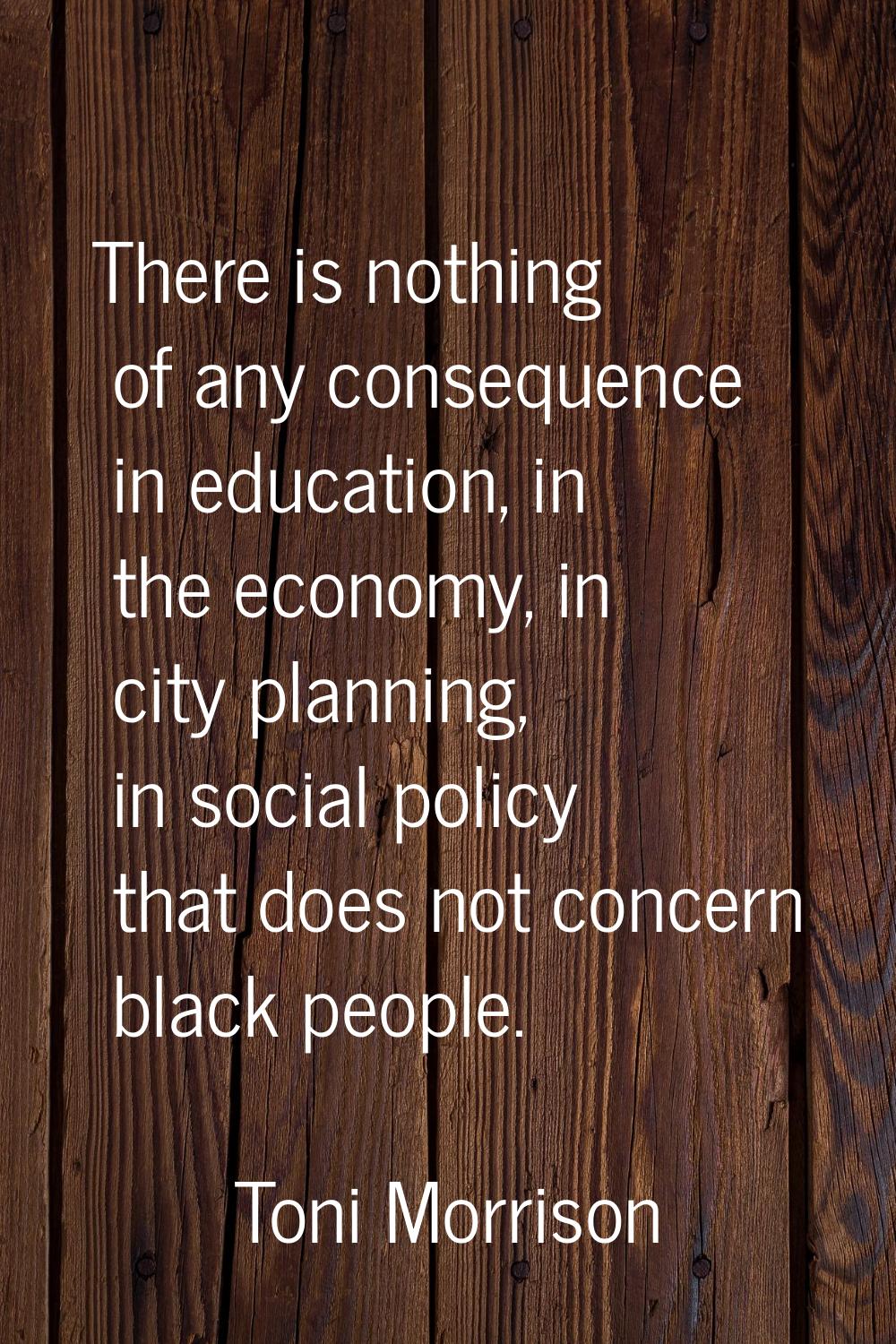There is nothing of any consequence in education, in the economy, in city planning, in social polic