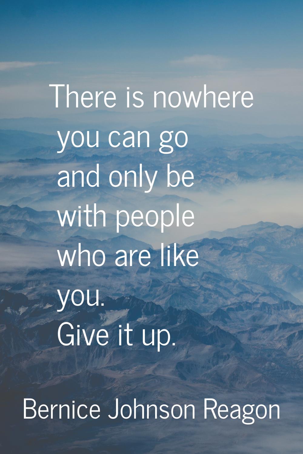 There is nowhere you can go and only be with people who are like you. Give it up.