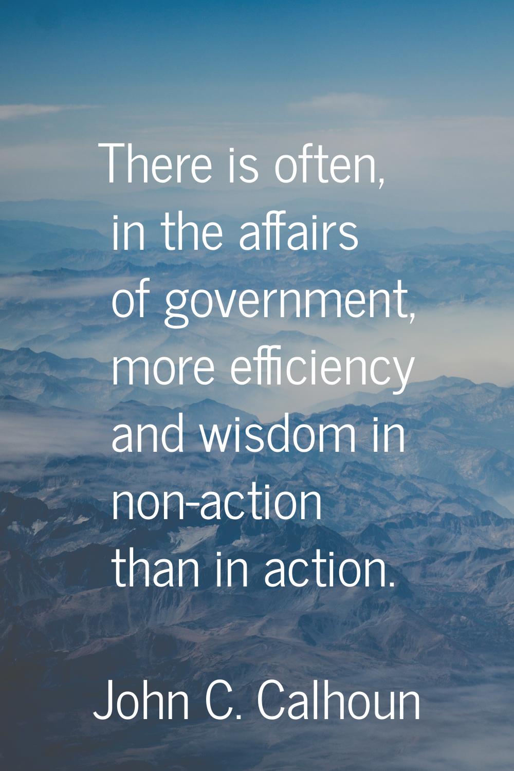 There is often, in the affairs of government, more efficiency and wisdom in non-action than in acti