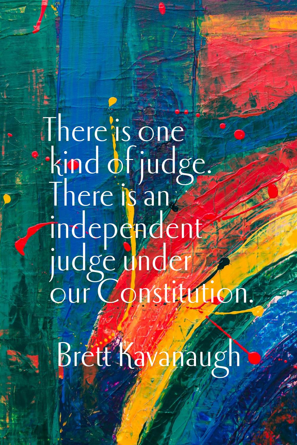 There is one kind of judge. There is an independent judge under our Constitution.