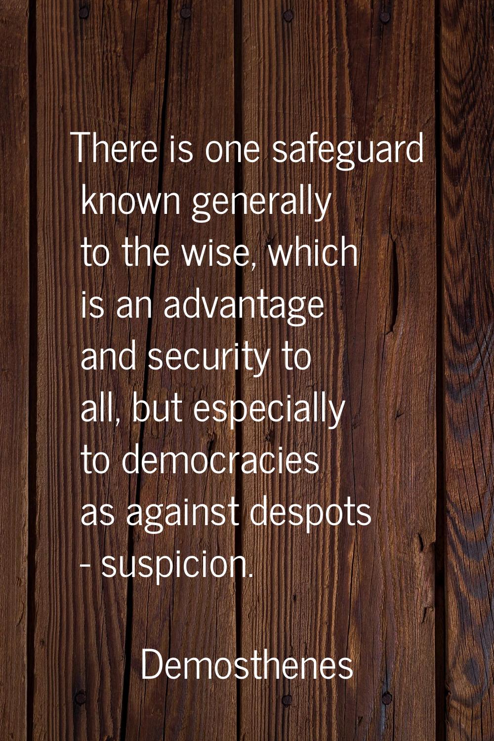 There is one safeguard known generally to the wise, which is an advantage and security to all, but 