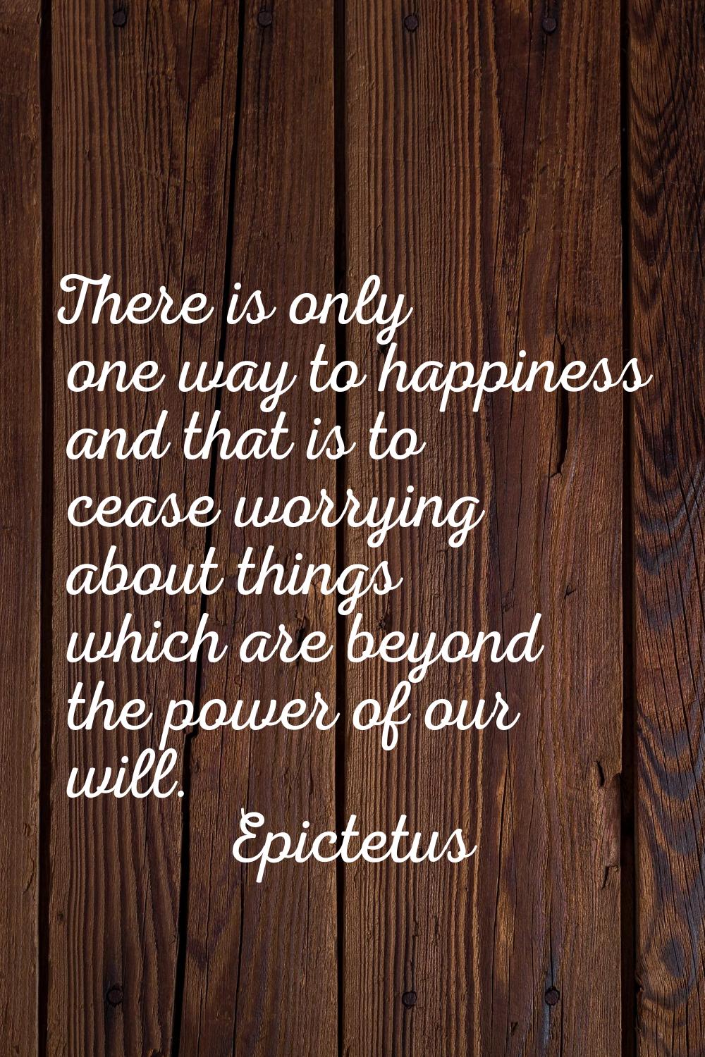 There is only one way to happiness and that is to cease worrying about things which are beyond the 