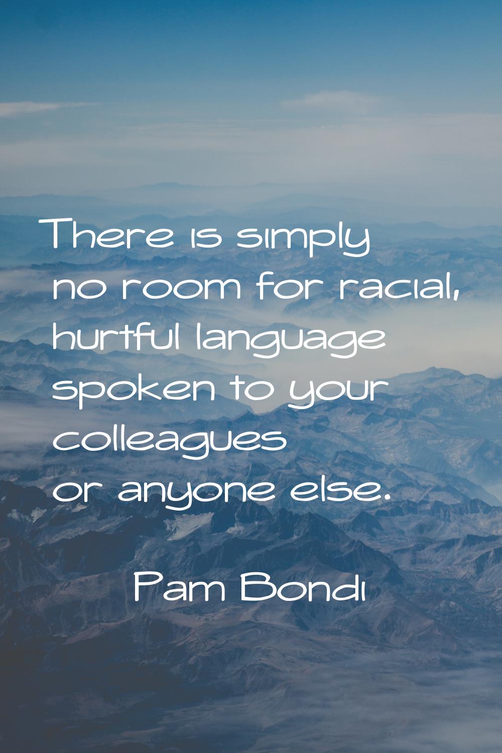 There is simply no room for racial, hurtful language spoken to your colleagues or anyone else.