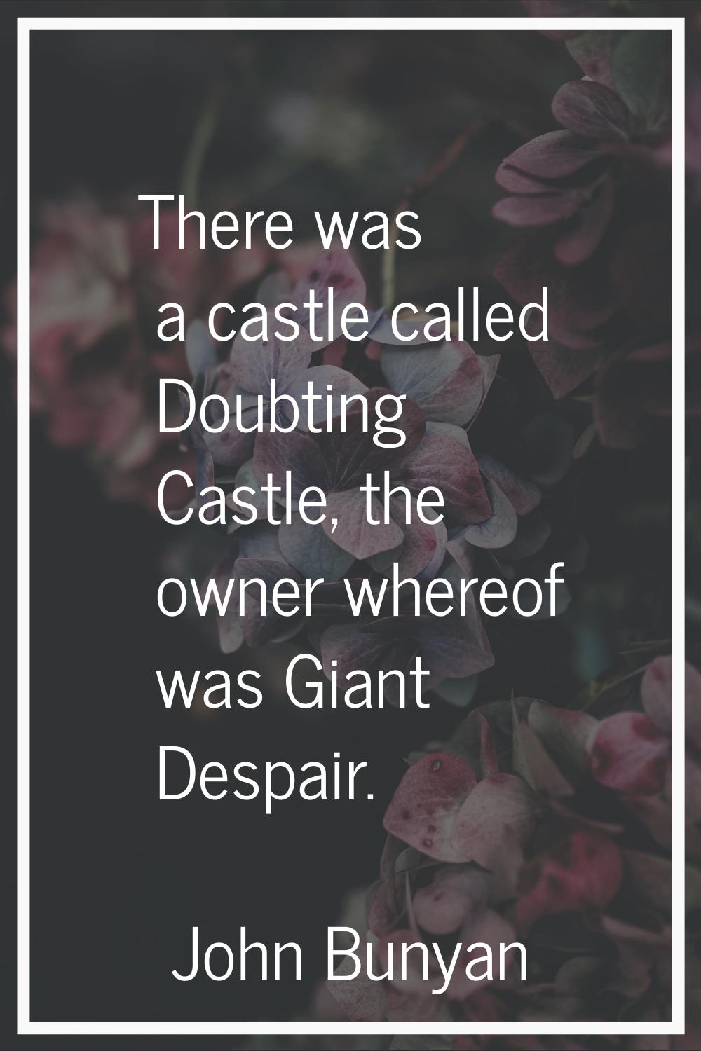 There was a castle called Doubting Castle, the owner whereof was Giant Despair.