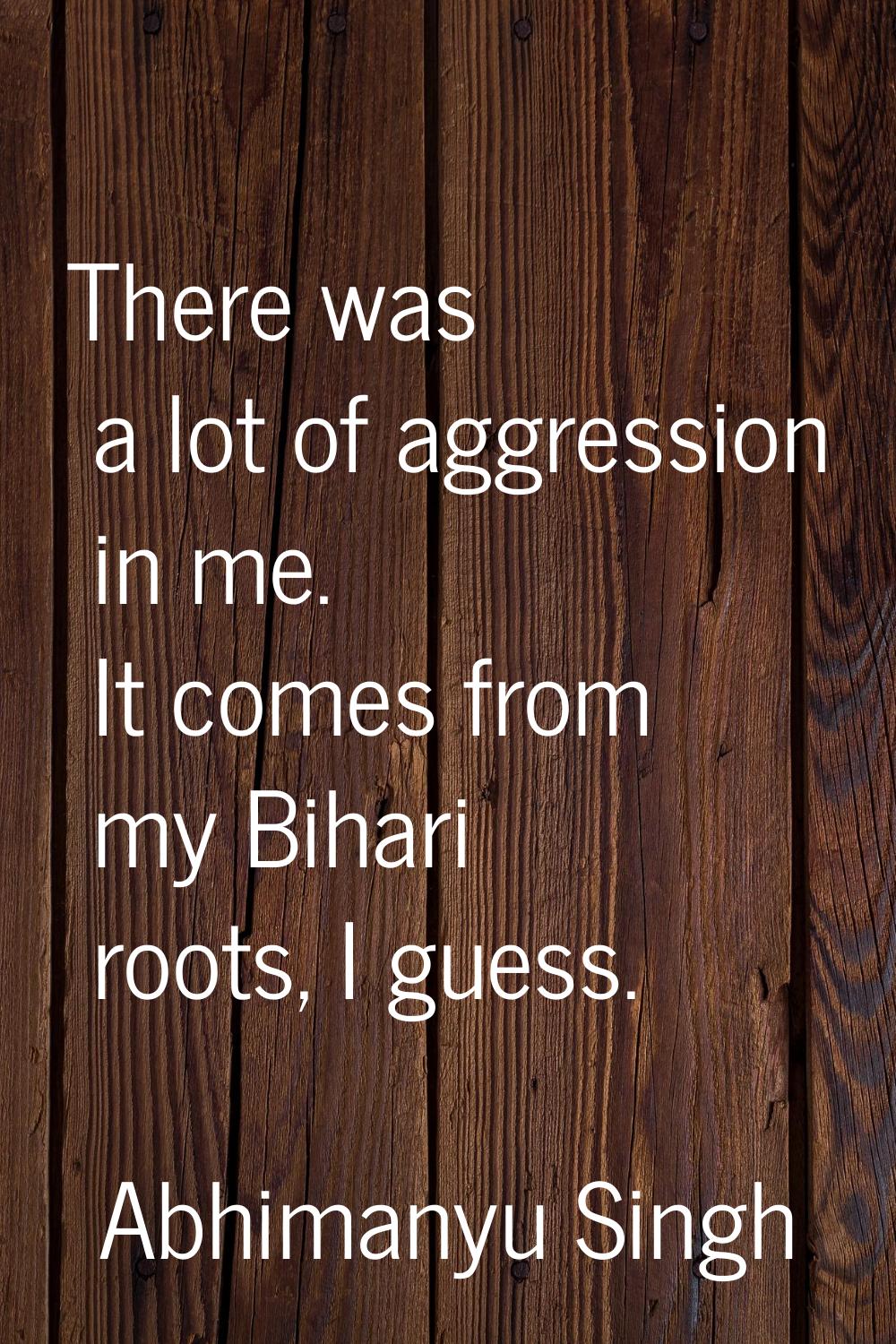 There was a lot of aggression in me. It comes from my Bihari roots, I guess.