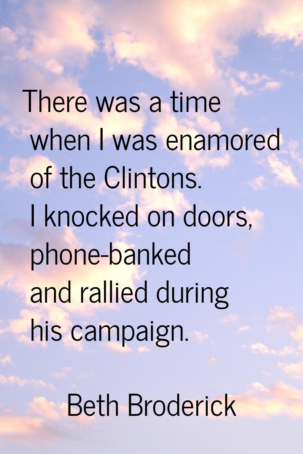There was a time when I was enamored of the Clintons. I knocked on doors, phone-banked and rallied 