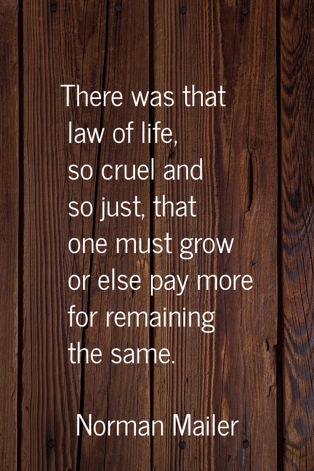 There was that law of life, so cruel and so just, that one must grow or else pay more for remaining