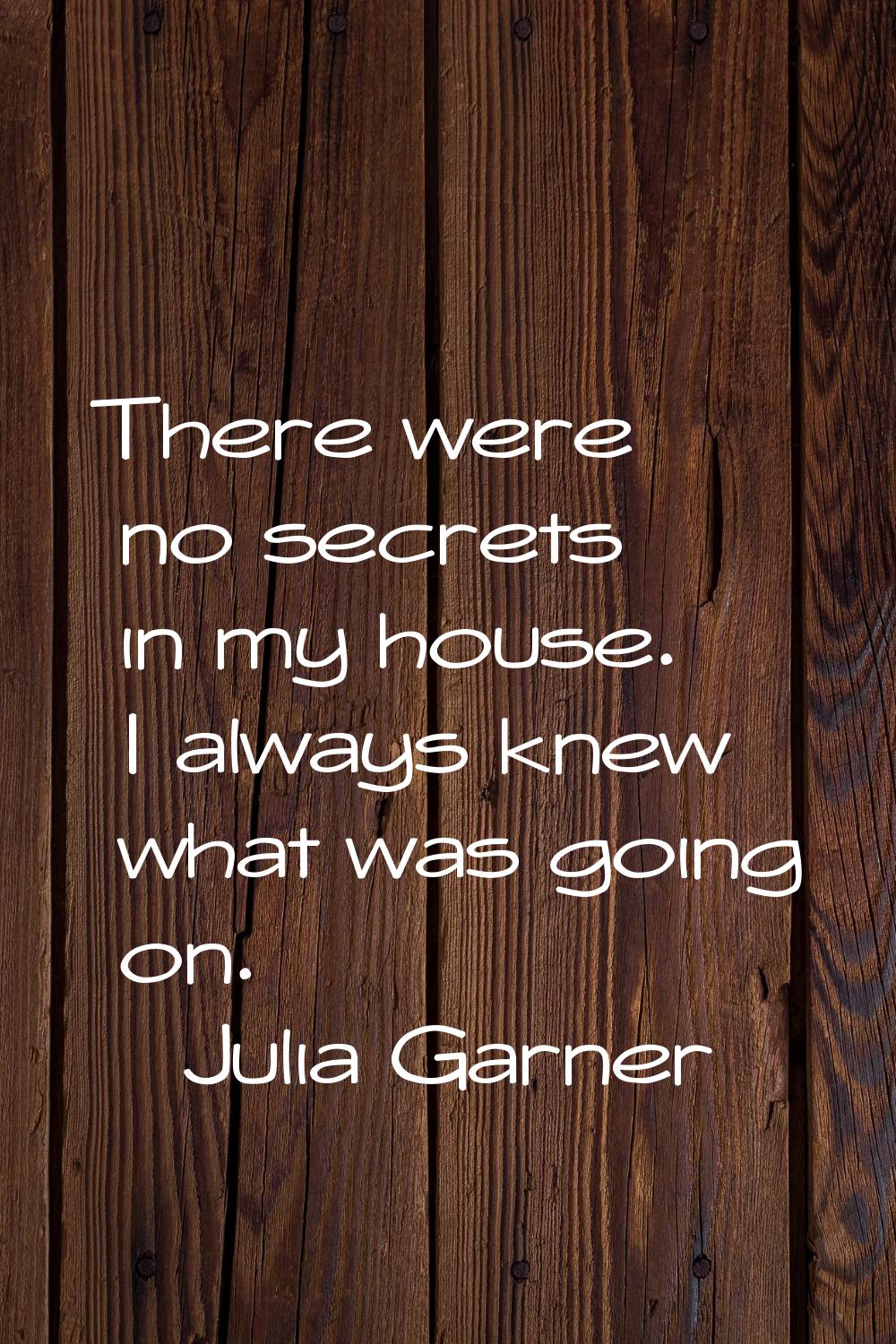 There were no secrets in my house. I always knew what was going on.