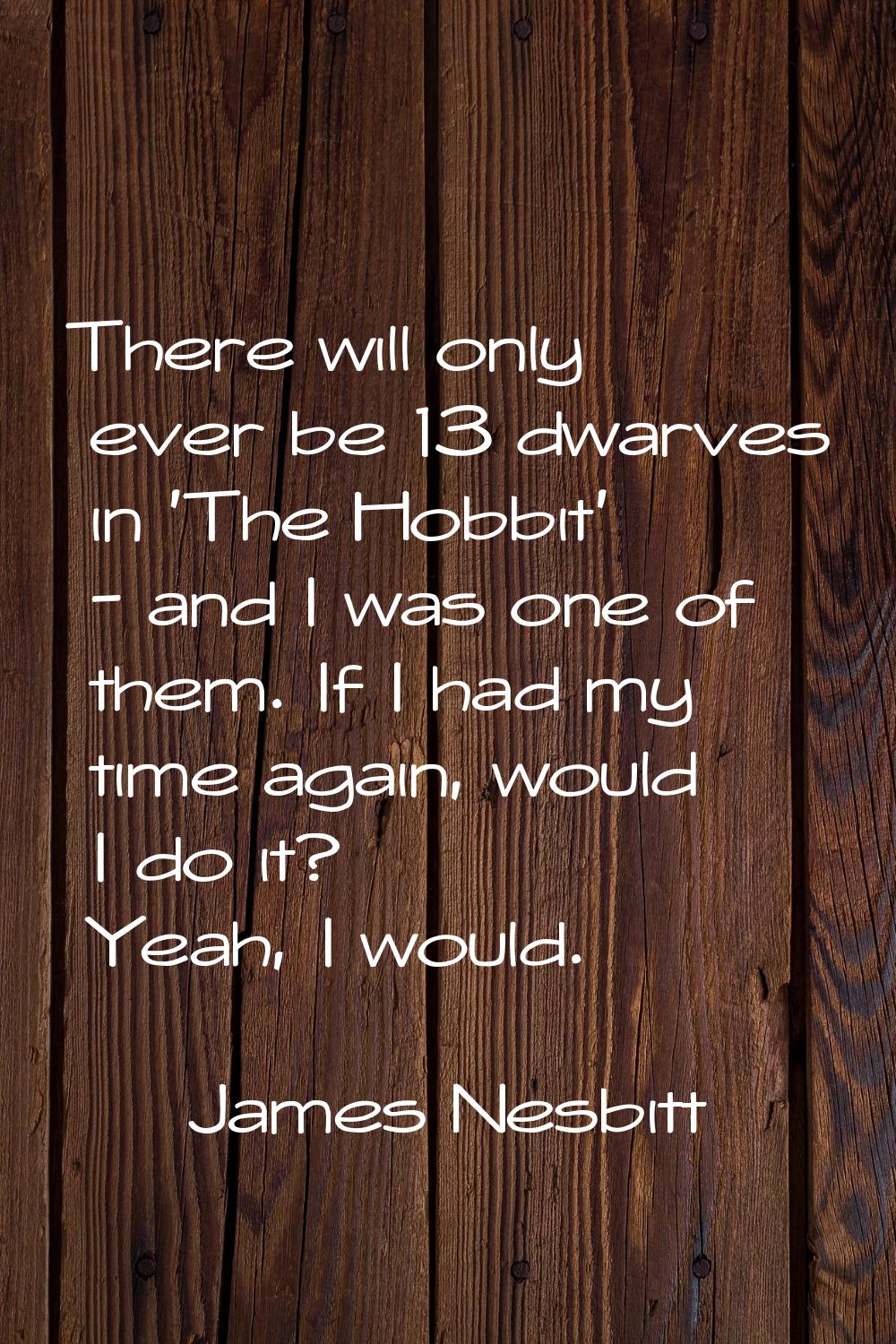 There will only ever be 13 dwarves in 'The Hobbit' - and I was one of them. If I had my time again,